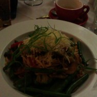 Spaghetti primavera at Anna's. Delicious vegetables (much needed after a long day in the car). Couldn't finish it all.